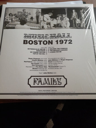 Family - Music Hall Boston 1972 - LP - New