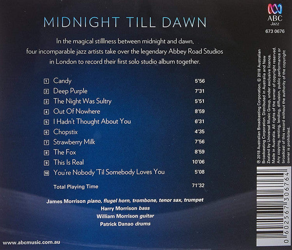 James Morrison, William Morrison (5) | Harry Morrison (2) | Patrick Danao : Midnight Till Dawn (CD, Album)
