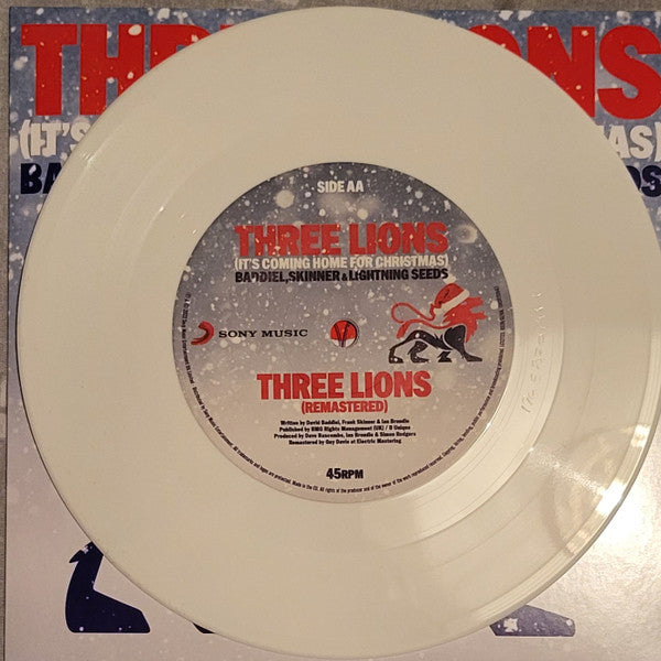 Baddiel & Skinner & Lightning Seeds : Three Lions (It's Coming Home For Christmas) / Three Lions (7", Single, Ltd, RM, Whi)