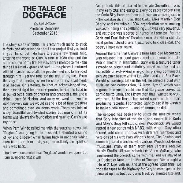 Gary Windo : Dogface (CD, Album, RE)