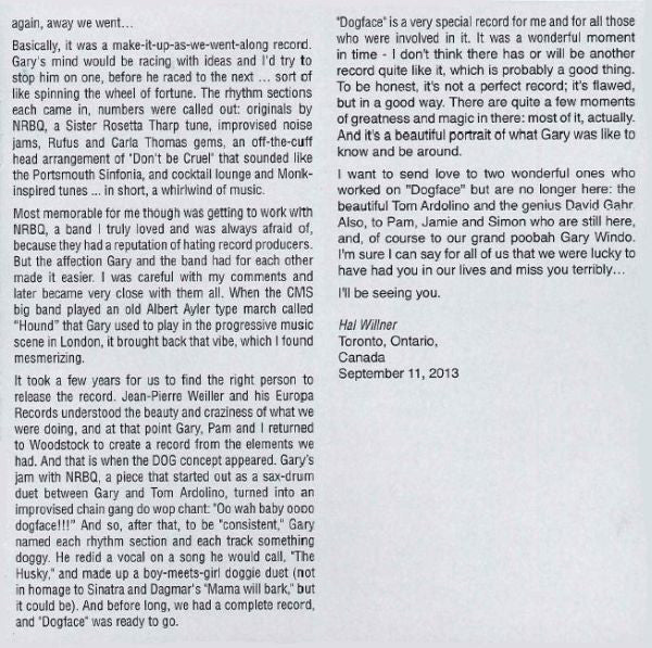 Gary Windo : Dogface (CD, Album, RE)