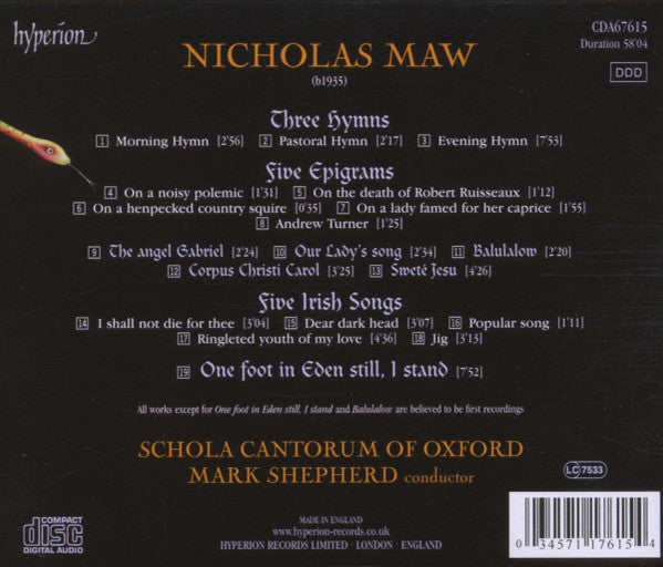 Nicholas Maw, Mark Shepherd (4), Schola Cantorum of Oxford, Mark Shepherd (4) : One Foot In Eden Still, I Stand (CD, Album)