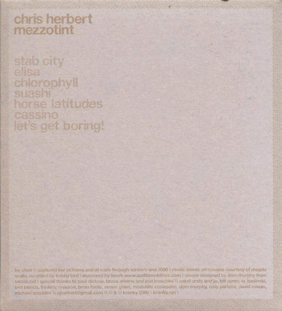 Chris Herbert Mezzotint CD New Mint Ambient